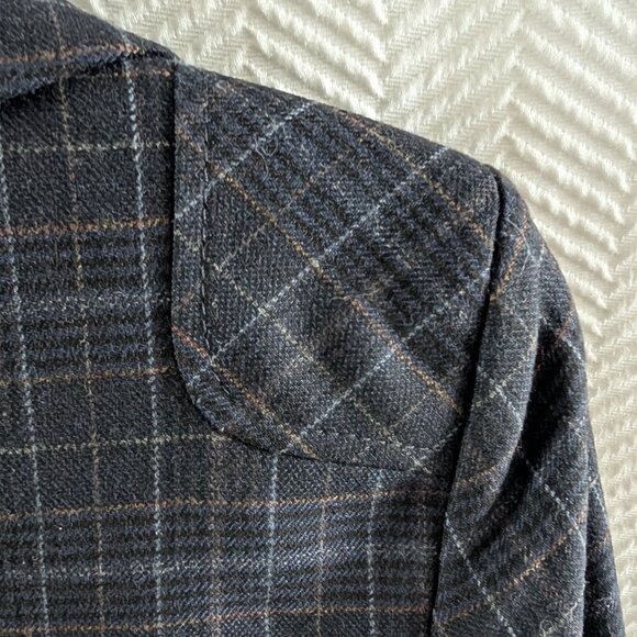 Esprit Women’s Navy Plaid Blazer Wool blend Cotton lined Size 2 Preppy Academia - Picture 8 of 11